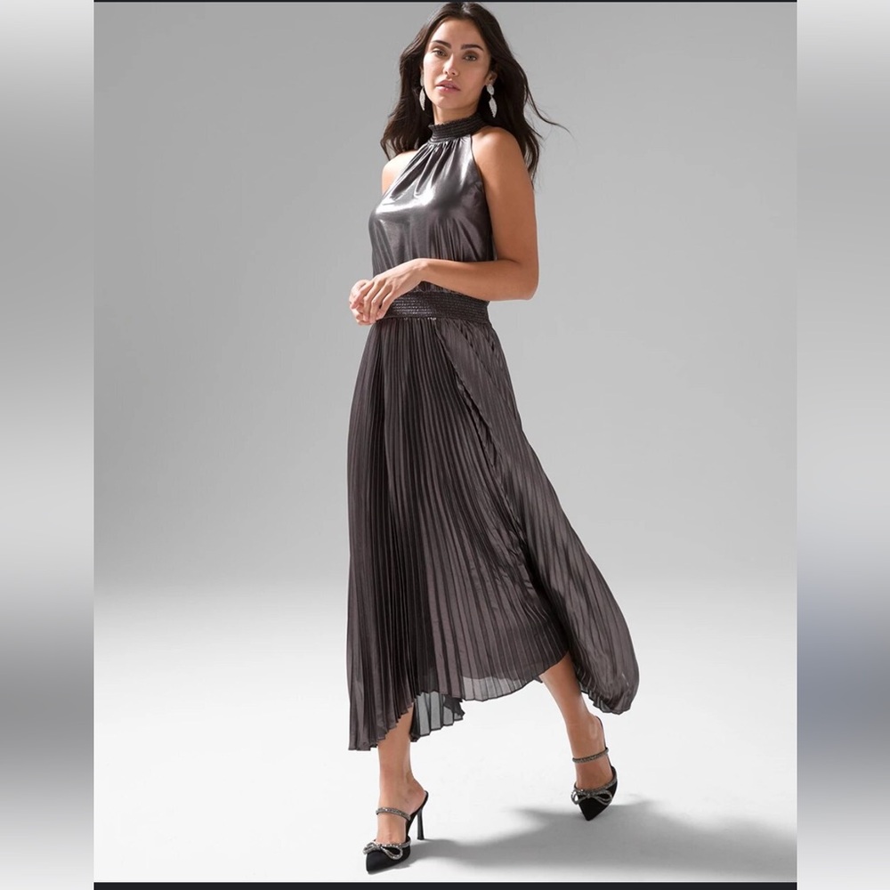 NWOT - White House Black Market silver dress, size 2